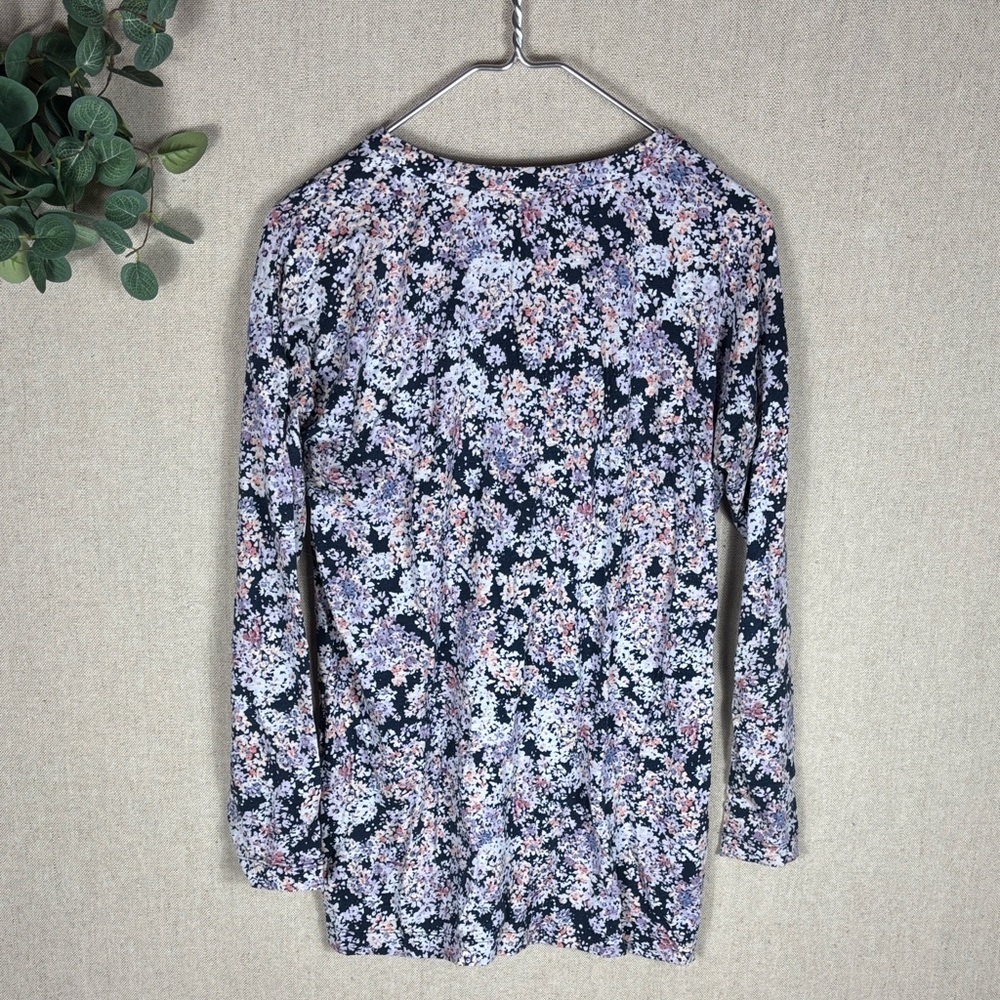 J. Jill > Floral Purple V Neck Long Sleeve Top Small - Picture 8 of 8